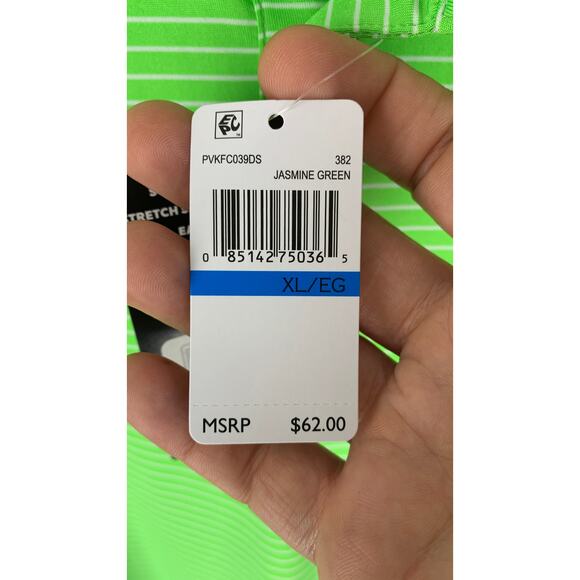 PGA Tour Feeder Stripe Short Sleeve Golf Polo Shirt Mens XL Jasmine Green New - Picture 3 of 9